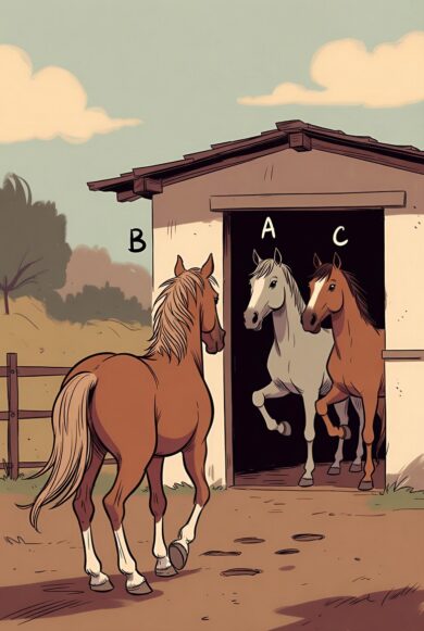 't Paardje B keert terug naar de stal.