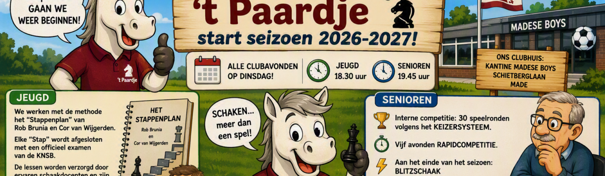 Schaakvereniging ’t Paardje start seizoen 2026-2027